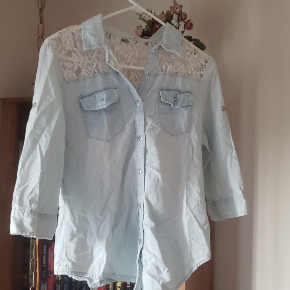 Lace and jean shirt